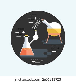 A clean, minimalist flat icon set representing various laboratory tests and scientific experiments, perfect for medical or research-related designs.