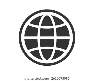 Clean, minimalist globe icon. Represents global reach, connectivity, or international business. Ideal for websites, apps, and presentations on global topics.