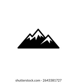 A clean, minimalist graphic of a black mountain range icon. Its simple design makes it suitable as a logo, symbol or for representing nature themes.