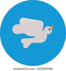 A clean, minimalist graphic featuring a dove in flight. This simple, modern design is perfect for conveying peace, freedom, or communication in a stylish, flat aesthetic.