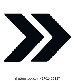 Eine saubere, minimalistische Grafik mit zwei kräftigen schwarzen Chevrons, die nach rechts zeigen.
