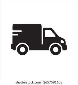 A clean, minimalist graphic representing a cargo van for transport.