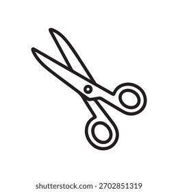A clean, minimalist graphic representing scissors in a simple outline style, suitable for various design projects.
