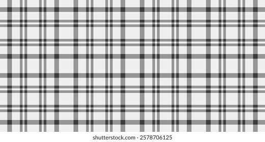 Clean, minimalist grayscale plaid pattern. Perfect for website backgrounds, textile designs, or packaging.  Versatile and timeless aesthetic.