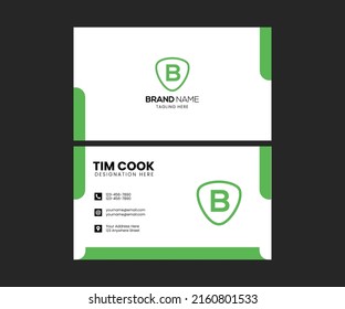 Clean and Minimalist Green Business Card Vector Template for Modern Company Branding and Professional Networking