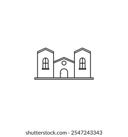 A clean, minimalist icon of a building, perfect for architectural projects, city planning, real estate branding, and digital design
