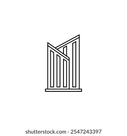 A clean, minimalist icon of a building, perfect for architectural projects, city planning, real estate branding, and digital design
