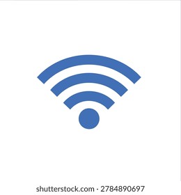 A clean, minimalist icon representing wireless internet connectivity. The symbol features concentric blue arcs emanating from a central circle, indicating signal strength.