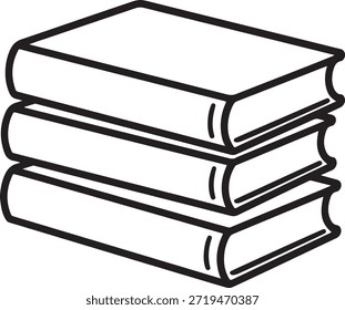 Eine saubere minimalistische Illustration, die einen Stapel von vier Büchern in Schwarz-Weiß darstellt.