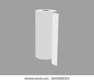 Clean, minimalist illustration of a paper roll against a neutral grey backdrop.  Perfect for concepts of freshness, new beginnings, or simplicity.