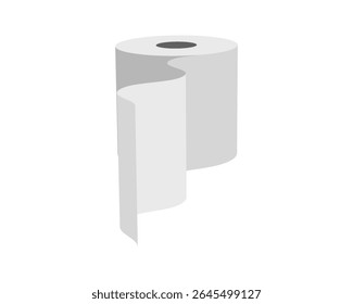 Clean, minimalist illustration of a paper towel roll with a gently flowing end.  Perfect for representing cleanliness, hygiene, simplicity, or resourcefulness.