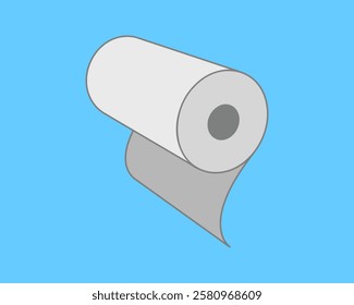 Clean, minimalist illustration of a roll of paper, perfect for websites, brochures, or presentations needing a simple yet modern graphic representing paper products, packaging, or manufacturing.