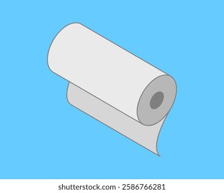 Clean, minimalist illustration of a roll of paper against a light blue background.  Perfect for concepts related to simplicity, organization, or new beginnings.