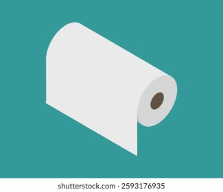 Clean, minimalist illustration of a roll of paper against a teal background.  Perfect for concepts of new beginnings, fresh starts, or the potential of blank space.