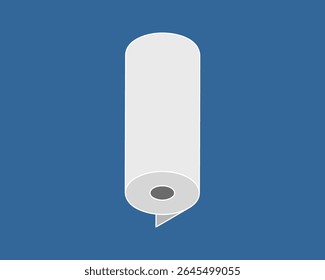 Clean minimalist illustration of a roll of paper against a blue background.  Perfect for concepts of new beginnings, fresh starts, or simple solutions.