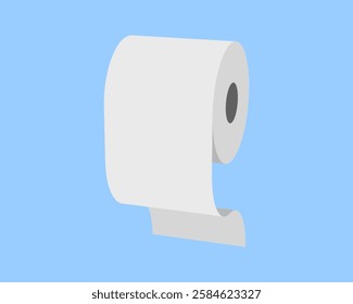 Clean, minimalist illustration of a toilet paper roll against a light blue background.  Perfect for hygiene, cleanliness, or bathroomrelated designs.