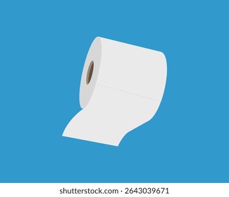 Clean, minimalist illustration of a toilet paper roll against a vibrant blue background.  Perfect for hygiene, cleanliness, or freshness concepts.