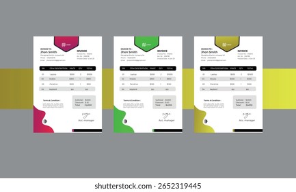 Design de fatura limpo e minimalista