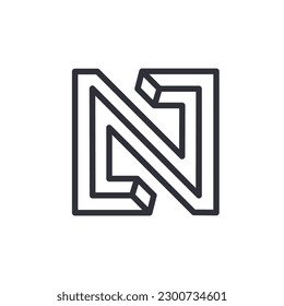 clean minimalist letter N square visual logo, highly creative monogram style icon symbol.