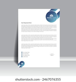 Clean and minimalist letterhead design template with creative Blue gradient color