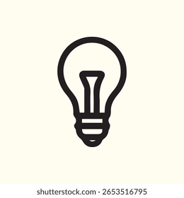 A clean minimalist light bulb icon representing ideas innovation and creative solutions perfect for business designs.
