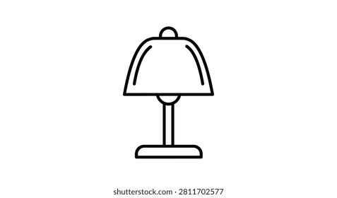 A clean and minimalist line art icon of a table lamp. Ideal for interior design branding, web interfaces, and modern lighting catalogs.