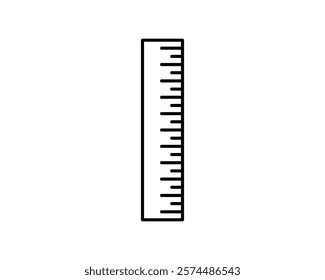 Clean, minimalist line art illustration of a ruler. Perfect for educational materials, websites, apps, or design projects needing a simple measurement icon.