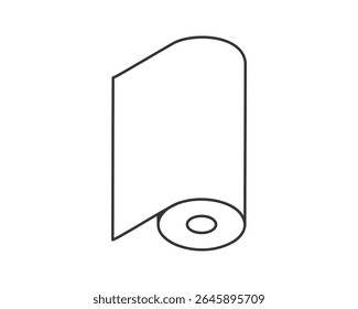 Clean minimalist line art illustration of a roll of paper or fabric.  Perfect for representing concepts of beginnings, potential, creation, or resourcefulness.