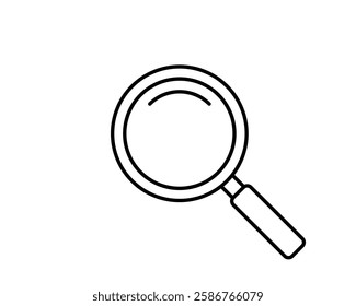 Clean, minimalist line art magnifying glass icon. Perfect for websites, apps, or presentations needing a search, discovery, or investigation theme.