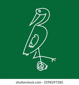 Clean, minimalist line art of a stork. Perfect for simple design projects.