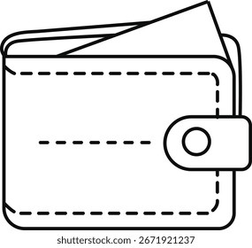 Un dibujo de línea limpio y minimalista de un Vector de ícono de billetera cerrado