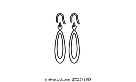 Un dibujo de línea limpio y minimalista de un par de aretes colgantes con Formas alargadas simples con ganchos, adecuados para el diseño de joyas, ilustraciones de moda y la marca de accesorios. El esquema