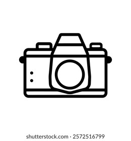 Clean, minimalist line drawing of a vintage camera, ideal for design and digital uses.