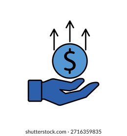 Um ícone de linha limpo e minimalista representando Lucro, perfeito para projetos financeiros, apresentações de crescimento econômico e projetos de investimento.