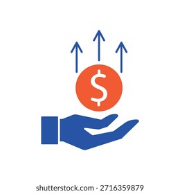 Um ícone de linha limpo e minimalista representando Lucro, perfeito para projetos financeiros, apresentações de crescimento econômico e projetos de investimento.