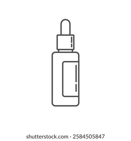 A clean, minimalist line-art illustration of a skincare serum bottle with a dropper. Ideal for beauty, cosmetics, and skincare-related projects.