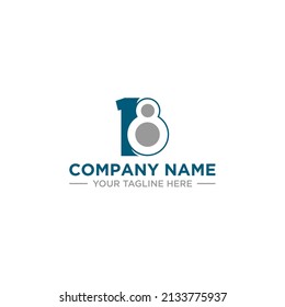 Clean minimalist logo design number eighteen graphic symbol for business branding and corporate identity