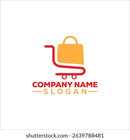 A clean and minimalist logo design representing a shopping cart carrying a shopping bag. Perfect for startups, small businesses, and online retailers looking for a straightforward and easily recogniza