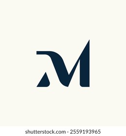A clean, minimalist logo featuring a stylized dark navy M letter