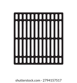 Clean, minimalist metal grate with rectangular ventilation slats for drainage or airflow.