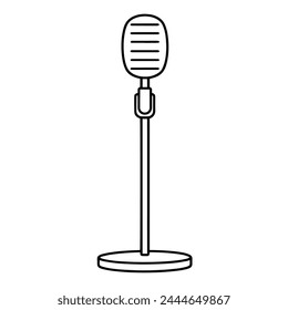 Clean and minimalist microphone outline vector graphic.