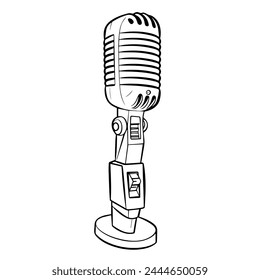 Clean and minimalist microphone outline vector graphic.