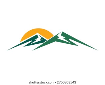 Eine saubere und minimalistische Bergikone mit scharfen Gipfeln und natürlichen Linien. Perfekt für Outdoor-, Wandern-, Abenteuer-, Reise- und Natur-Logo-Design oder Branding-Projekte.