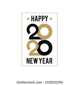 clean minimalist new year lettering with a greeting message and number 2020; graphic element for logo, banner, poster, postcard, invitation card and other designs