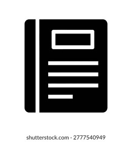 Clean minimalist notebook icon featuring a header box and bullet point list, perfect for education, planning, and UI design. Ideal for apps, websites, and presentations requiring a sleek flat monoc...