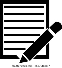A clean and minimalist notebook and pen icon designed in simple line art style.