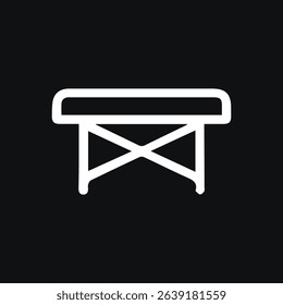 A clean minimalist outline of a folding table in white on a black background design is versatile for various applications