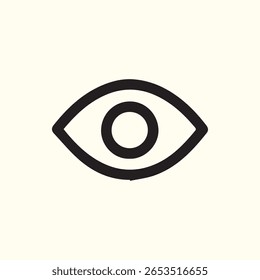 A clean minimalist outline icon of an eye, perfect for indicating visibility, view, or look functions in user interfaces, applications, and web designs.