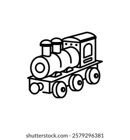 Clean and minimalist outline icon, ideal for playful graphics. Children toy train icon Vector. public transport illustration sign. railroad symbol. 