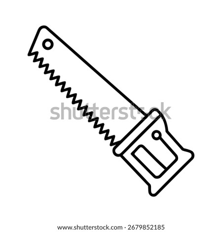 A clean, minimalist outline icon of a pruning saw, perfect for gardening, DIY, or tool-related designs. Isolated on a white background.